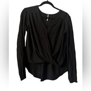 Free People Black Drape Blouse